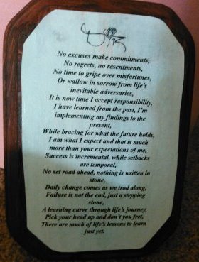 No Excuses Inspirational Plaque