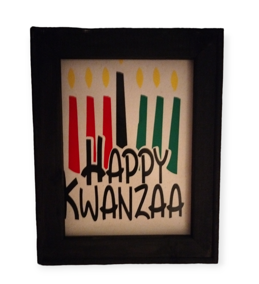 Happy Kwanzaa With Kinara Canvas Print