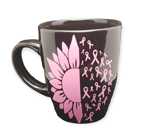 Breast Cancer Sunflower/ribbon Ceramic Mug