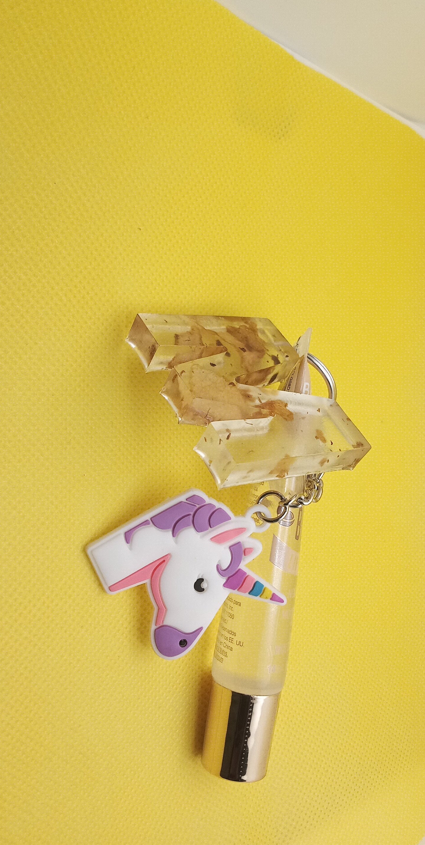 Unicorn Letter M Lip gloss keychain